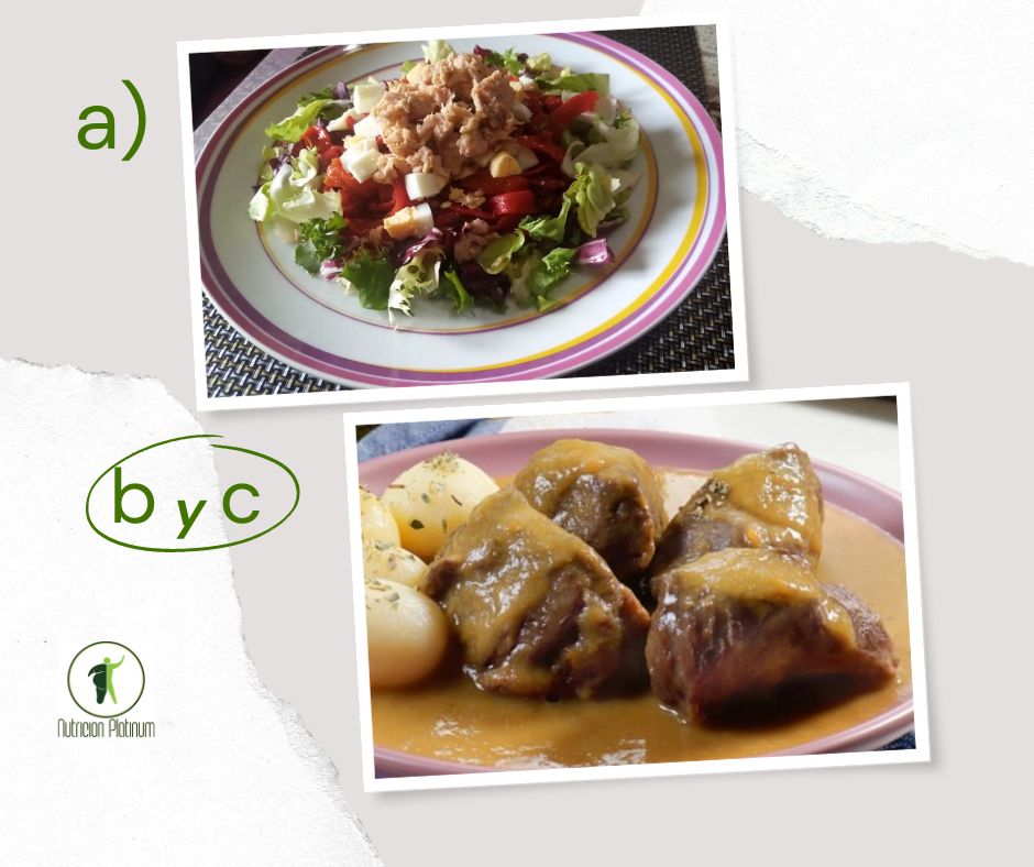 Ensalada de pimientos asados atún y huevo con carrilleras de cerdo en olla rápida